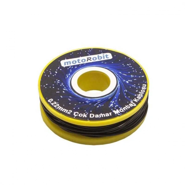 0.22 mm2 Siyah Çok Damar Montaj Kablosu - 10 Metre