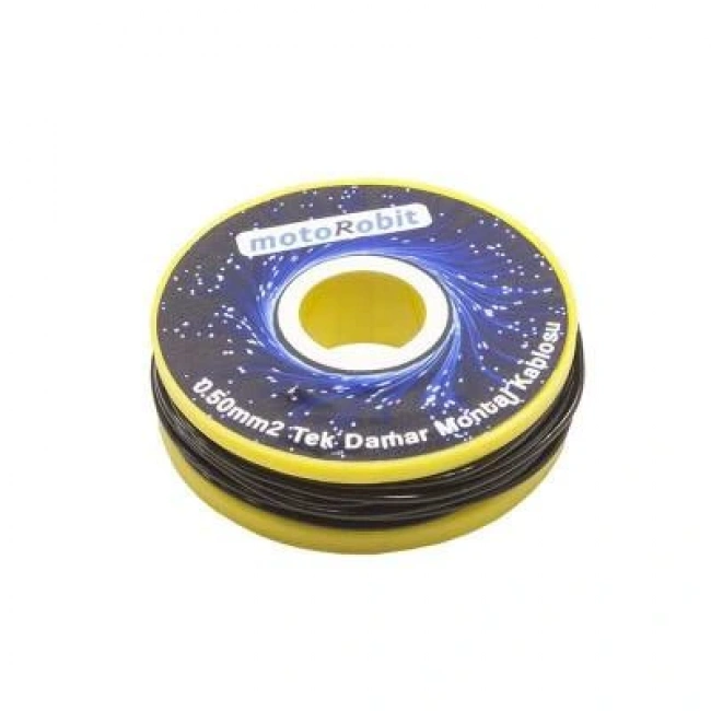 0.50 mm2 Siyah Tek Damar Montaj Kablosu - 10 Metre