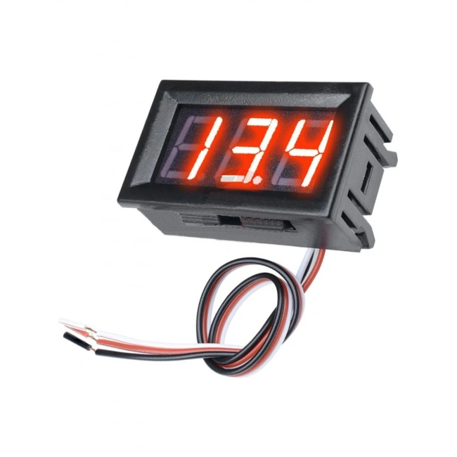0.56” DC 0–30V Dijital Voltmetre Panel Tip (Kırmızı, 3 Telli)