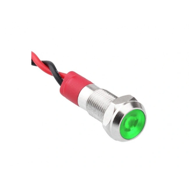 06L-P1 Metal Sinyal Lambası 6mm 12-24V Kablolu Yeşil