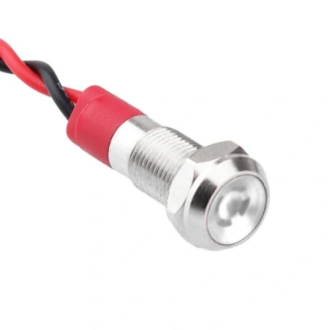 WD06L-P2/RG 6mm 12-24V Kablolu Metal Sinyal Lambası - Kırmızı/Yeşil