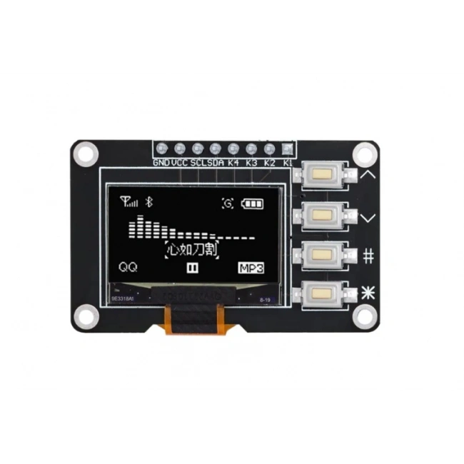 0.96 128x64 4 Pin Butonlu OLED Grafik LCD Ekran I2C SSD1315 Beyaz
