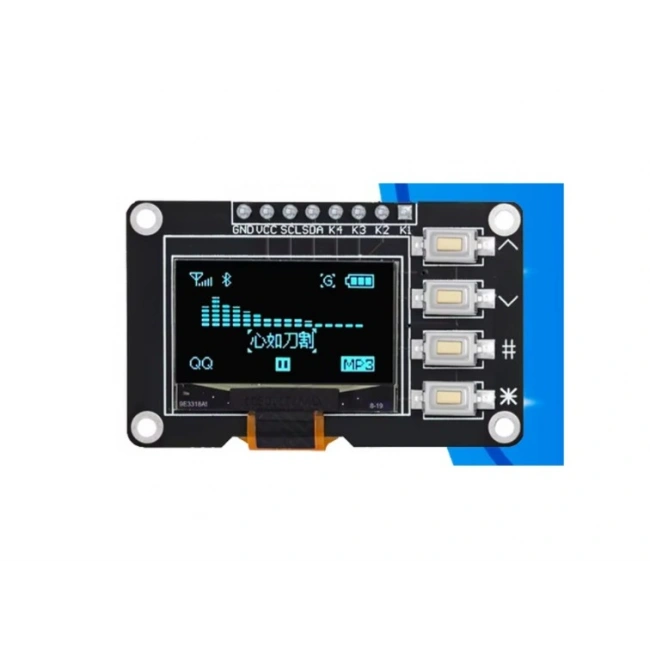 0.96 128x64 4 Pin Butonlu OLED Grafik LCD Ekran I2C SSD1315 Mavi