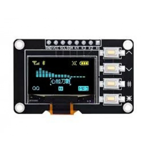 0.96 128x64 4 Pin Butonlu OLED Grafik LCD Ekran I2C SSD1315 Sarı-Mavi