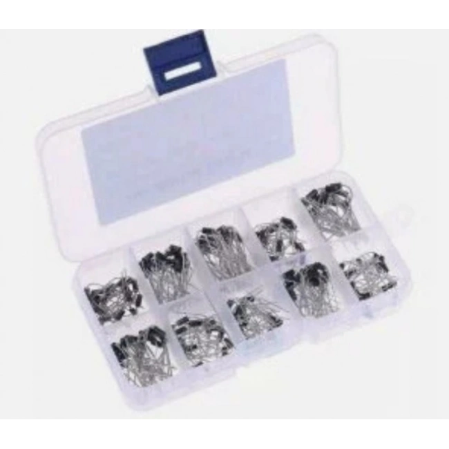 100 Parça Diyot Seti 10 Farklı Değer, DO-41 Kılıf (Şeffaf Kutu)