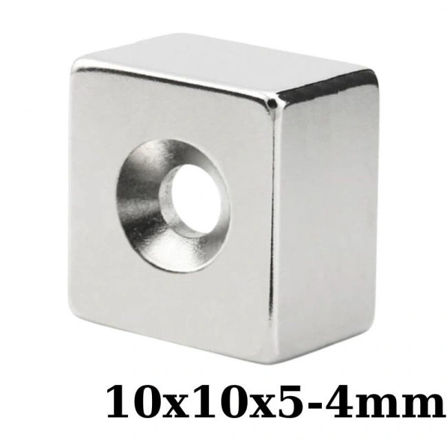 10x10x5-4mm Havşa Delikli Neodyum Güçlü Mıknatıs - Neodim Magnet