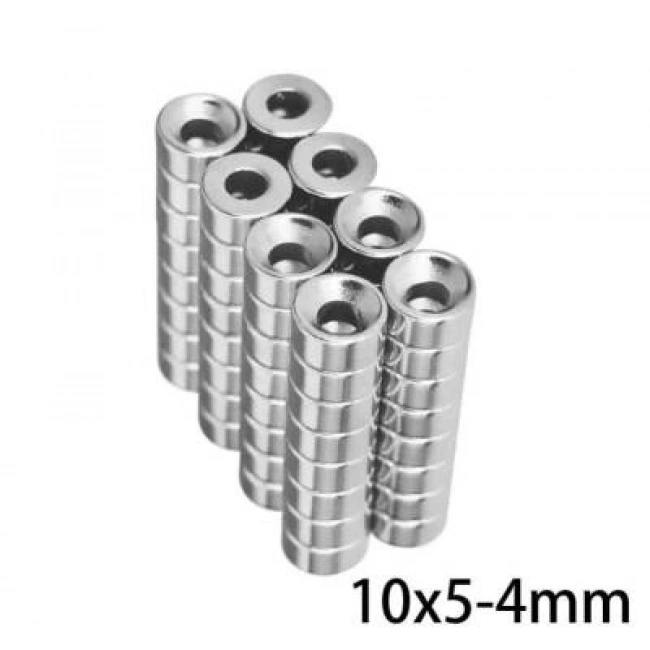 10X5-4mm Havşa Delikli Neodyum Güçlü Mıknatıs - Neodim Magnet