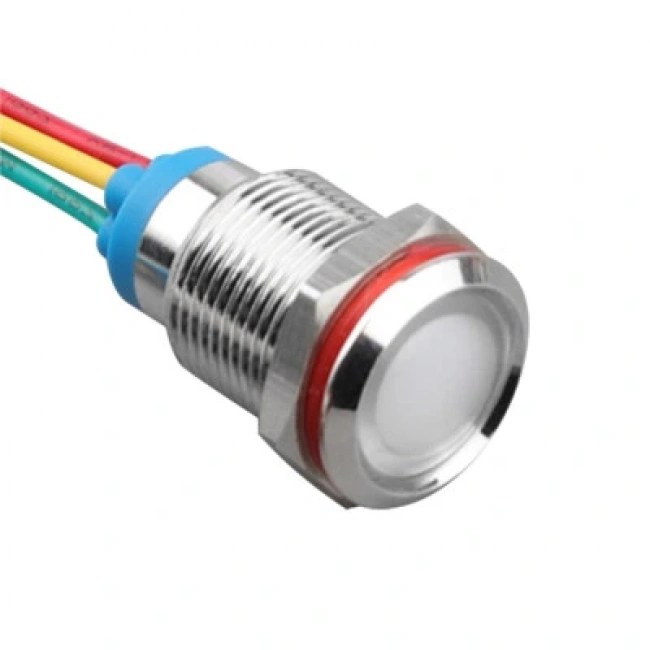 WD12L-P2/RGY+ 12mm 12-24V Kablolu Metal Sinyal Lambası - 3 Renk Anot