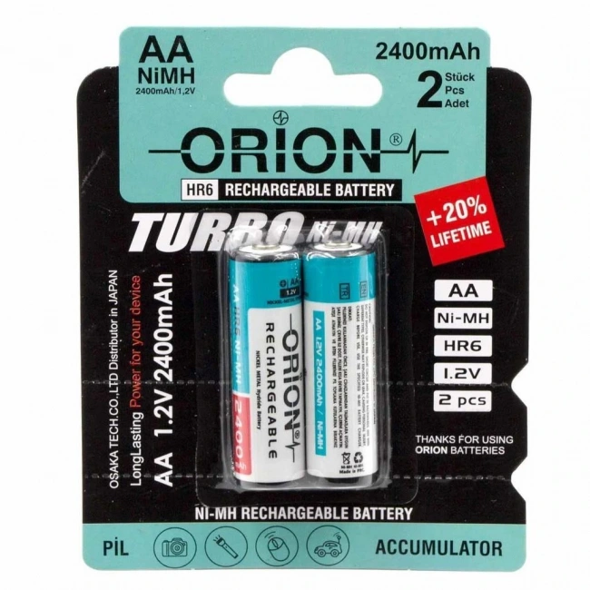 1.2V 2400mAh Ni-Mh AA Şarj Edilebilir Kalem Pil 2Li Paket