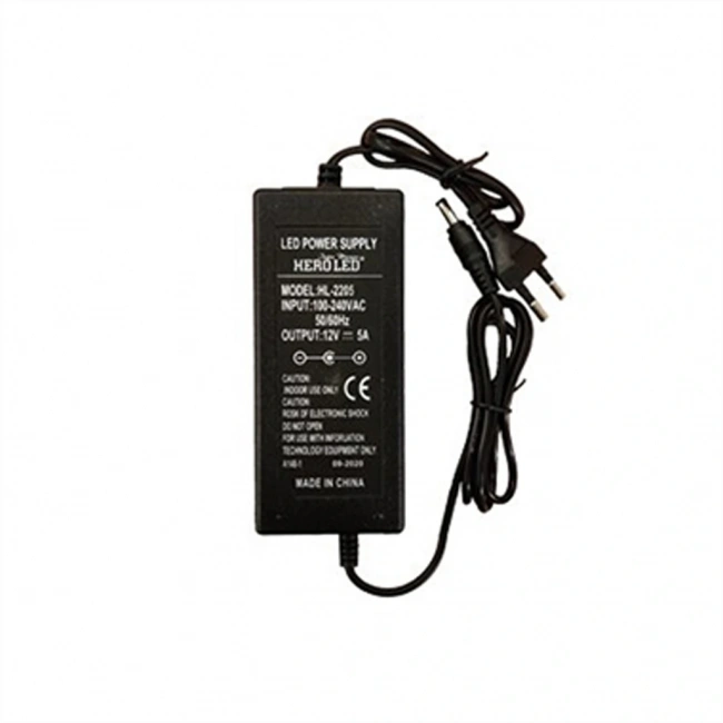 12V 5A Plastik Kasa Masaüstü Adaptör İki Ucu Kablolu