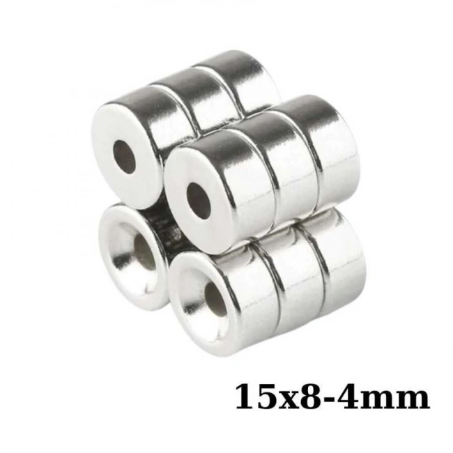 15X8-4mm Havşa Delikli Neodyum Güçlü Mıknatıs - Neodim Magnet