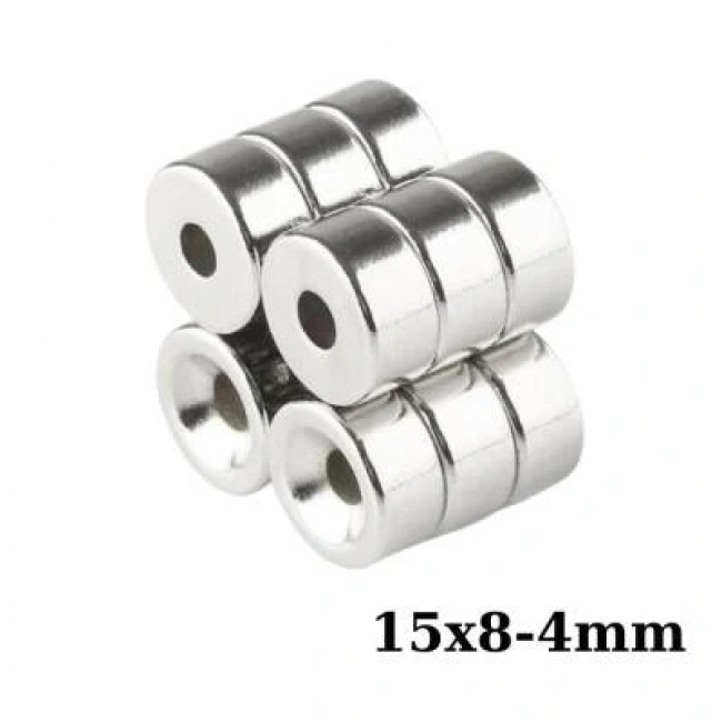 15X8-4mm Havşa Delikli Neodyum Güçlü Mıknatıs - Neodim Magnet