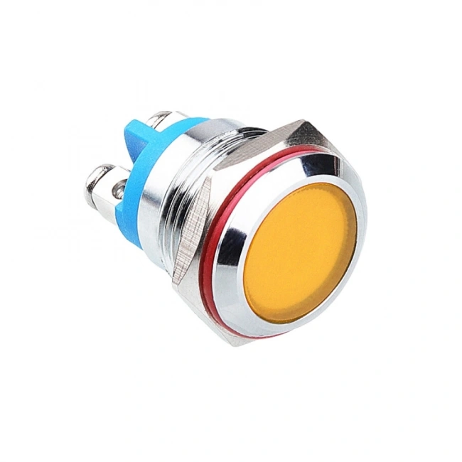 16L-P1 16mm 12-24V Metal Sinyal Lambası - Sarı