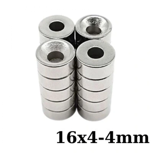 16X4-4mm Havşa Delikli Neodyum Güçlü Mıknatıs - Neodim Magnet