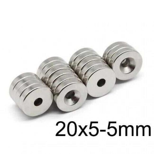19.5X4.5-5mm Havşa Delikli Neodyum Güçlü Mıknatıs - Neodim Magnet