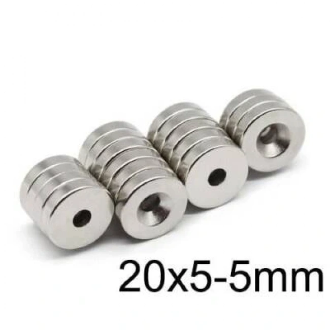 19.5X4.5-5mm Havşa Delikli Neodyum Güçlü Mıknatıs - Neodim Magnet
