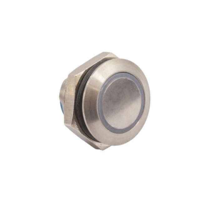 19mm Düz Mavi Işıklı Yaylı Metal Buton - AV9SLD248
