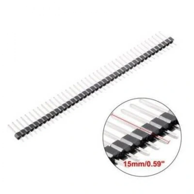 1x40 15mm Erkek Header 40 Pin 2.54mm 180 Derece