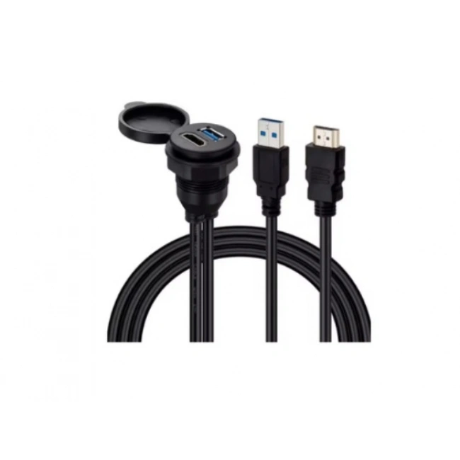2 Bağlantılı Gömme Panel Montaj USB Uzatma Kablosu - 2 Metre