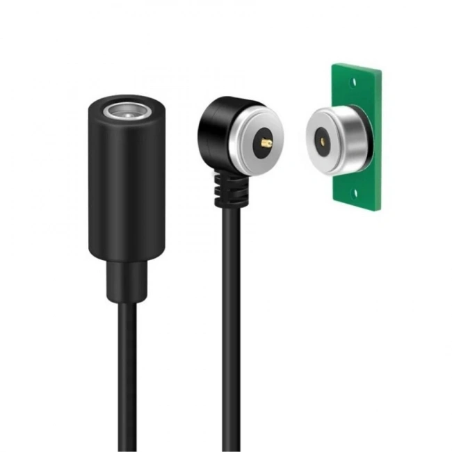 2-Pin 10mm 90C Kablolu PCBli Pogo Pin Manyetik Konnektör Takımı - DC Soketli