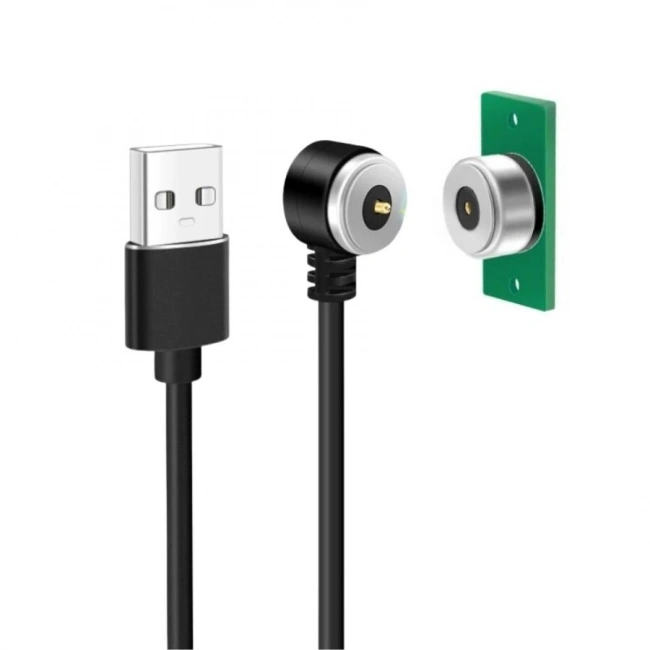 2-Pin 10mm 90C Kablolu PCBli Pogo Pin Manyetik Konnektör Takımı - USB Soketli