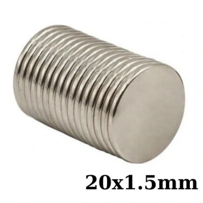 20x1.5mm Neodyum Güçlü Mıknatıs - Neodim Magnet
