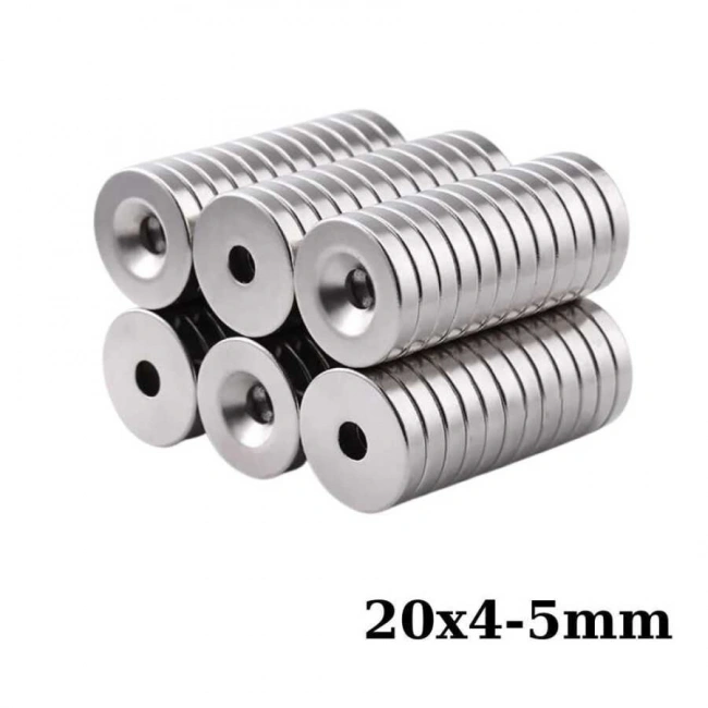 20x4-5mm Havşa Delikli Neodyum Güçlü Mıknatıs - Neodim Magnet