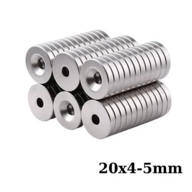 20x4-5mm Havşa Delikli Neodyum Güçlü Mıknatıs - Neodim Magnet