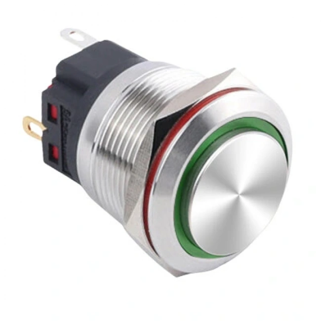 WD22B-G1Z-E 22mm Çıkık Anahtarlı Işıklı Metal Buton - Yeşil