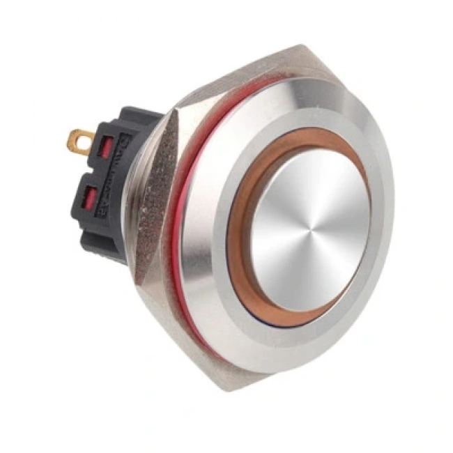 WD28B-G1-E 28mm Çıkık Yaylı Işıklı Metal Buton - Sarı