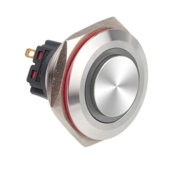 28B-G1Z-E 28mm Çıkık Anahtarlı Işıklı Metal Buton - Beyaz