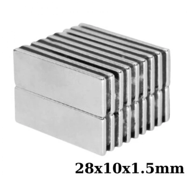 28x10x1.5mm Neodyum Güçlü Mıknatıs - Neodim Magnet