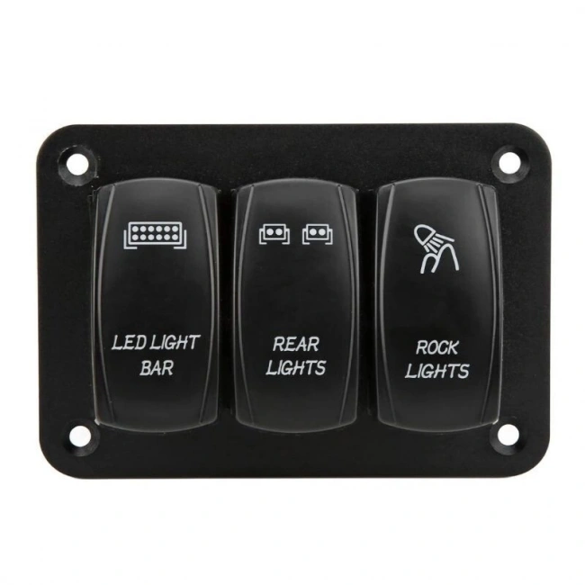 3lü ON-OFF Işıklı Anahtar Switch Panel 12V-24V- Mavi