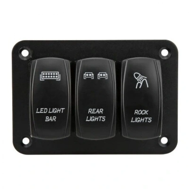 3lü ON-OFF Işıklı Anahtar Switch Panel 12V-24V- Yeşil