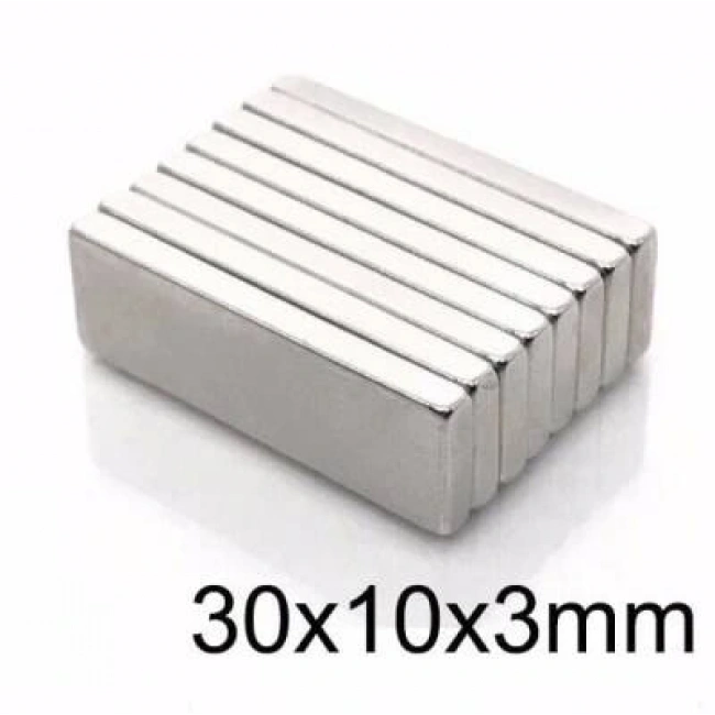 30X10x3mm Neodyum Güçlü Mıknatıs - Neodim Magnet