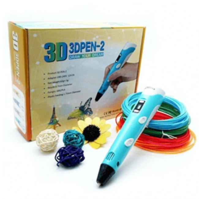 3D Kalem 3D Pen Baskı Kalemi Yazıcı Printer 3 Renk Filament Adaptör Hediye