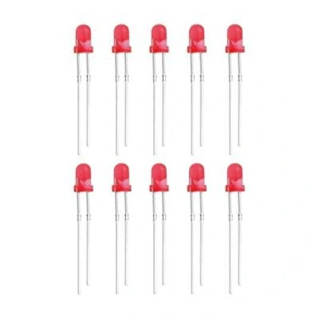 3mm Kırmızı Led Paketi - 10 Adet