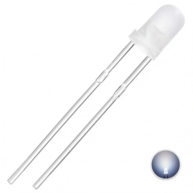 3mm Led Beyaz Diyot Diffused 1 Adet