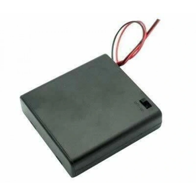 4lü AA Pil Yuvası - Anahtarlı ve Kapaklı