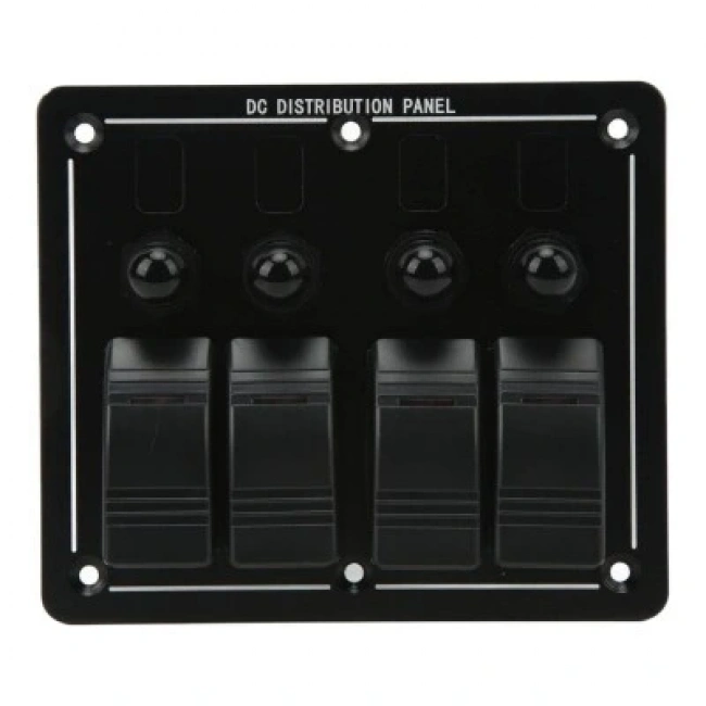 4lü ON-OFF Kırmızı Işıklı Anahtar Switch Panel - Aşırı Akım Korumalı