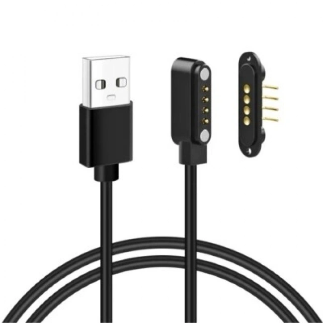 4-Pin 2.54mm 90C Kablolu Pogo Pin Manyetik Konnektör Takımı - USB Soketli