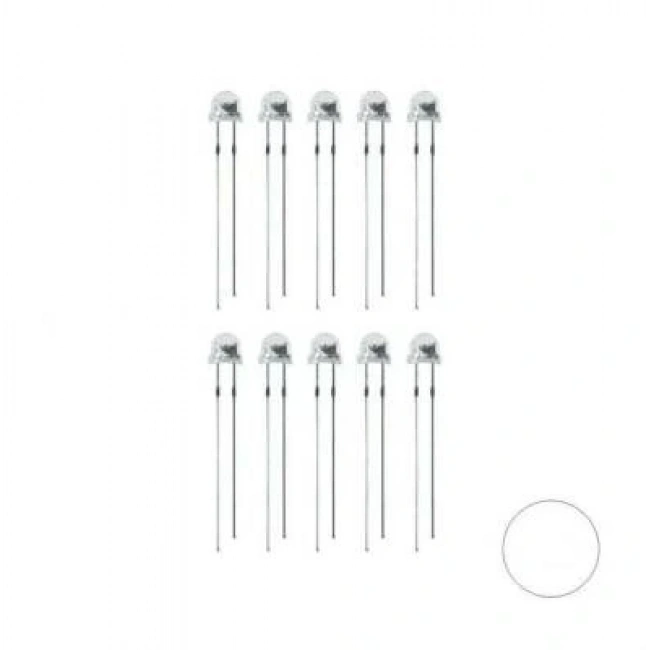 4.8mm Beyaz Mantar Led Paketi - 10 Adet