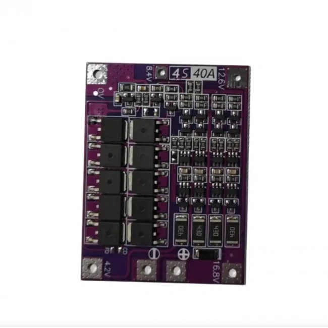 4S 40A Balanslı Lityum-İyon BMS Kartı (Mor PCB)