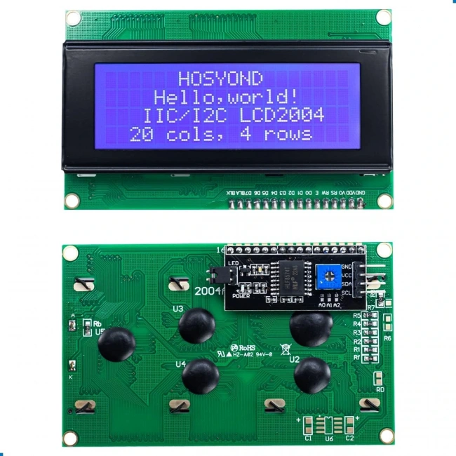 4x20 Mavi LCD Ekran I2C Bağlantılı 20x4 Display Blue