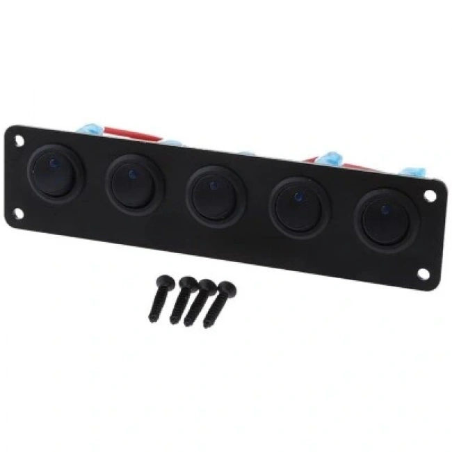 5li ON-OFF Mavi Nokta Işıklı Anahtar Switch Panel 12V-24V