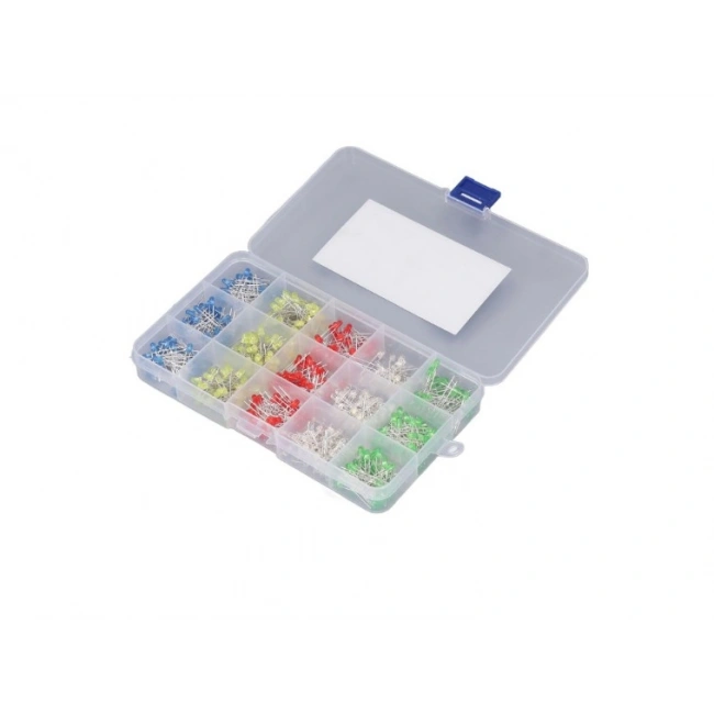 500 Adet 3mm LED Seti (Beyaz, Kırmızı, Mavi, Yeşil, Sarı) Plastik Kutu İçinde