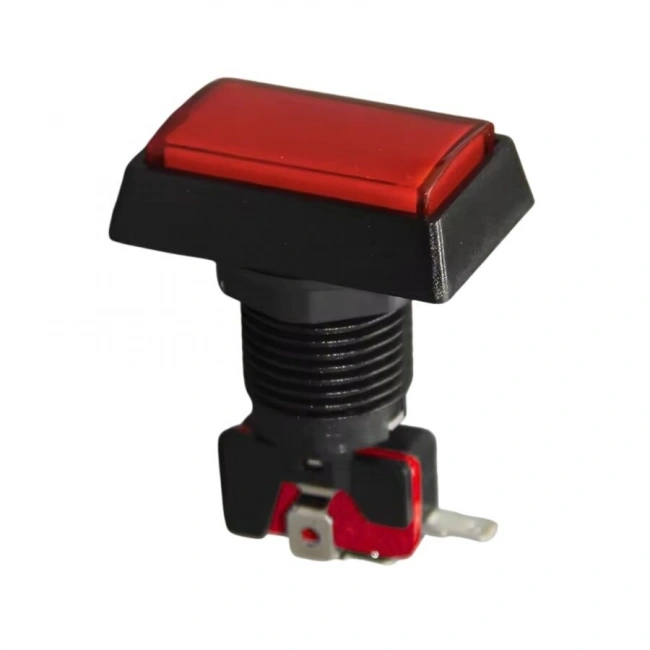 50x33mm 12V Dikdörtgen Işıklı Oyun Makinesi Butonu - Kırmızı