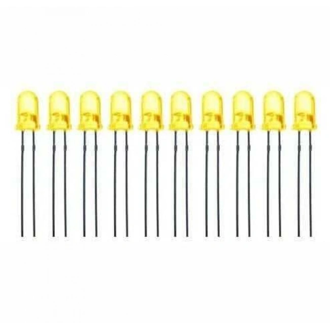 5mm 2V Sarı Led Paketi - 10 Adet