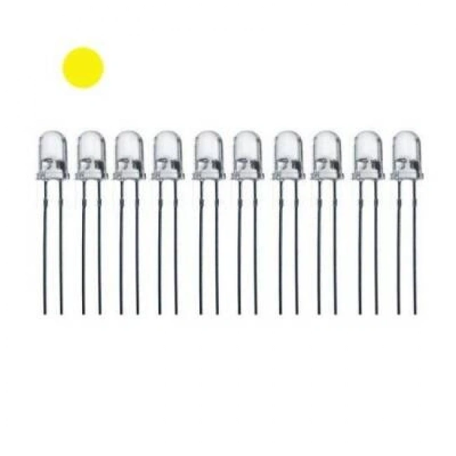 5mm Şeffaf Sarı Led Paketi - 10 Adet
