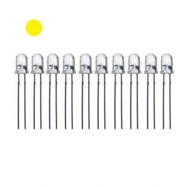 5mm Şeffaf Sarı Led Paketi - 10 Adet